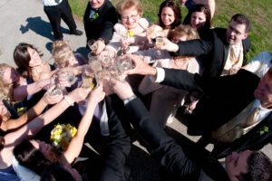 wedding party cheers