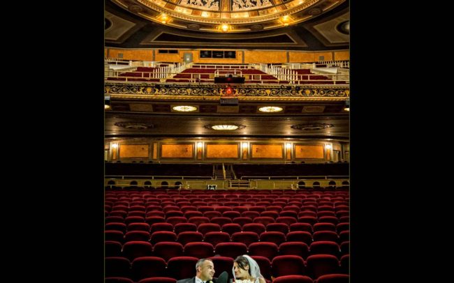 Wedding photos at The Palace Theatre in New Haven