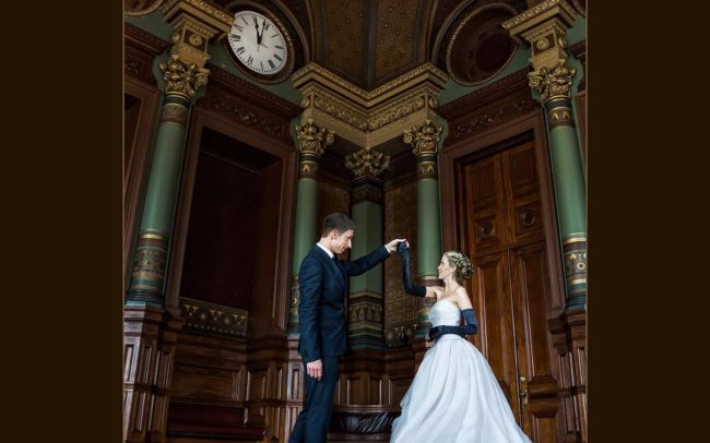 Bride & Groom dancing at Providence City hall