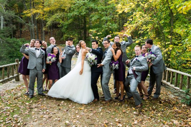 wedding party fooling around at Gillette's Castle.